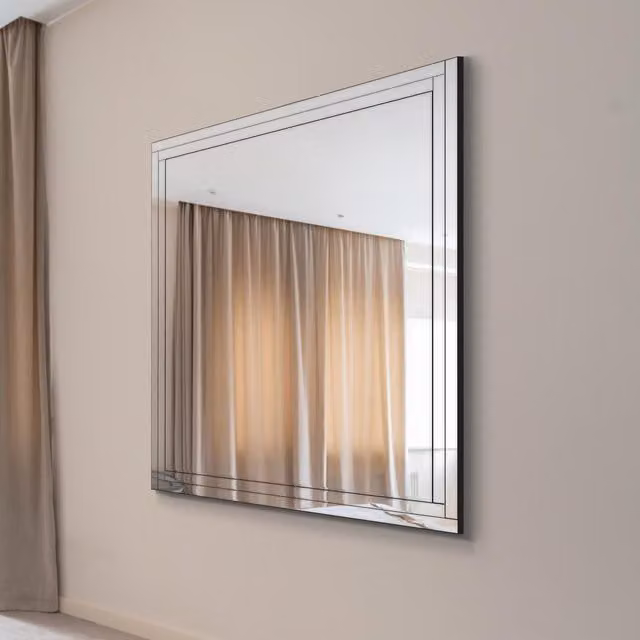 MirrorOutlet Luxford Large Bevelled All Glass Rectangular Wall Mirror in Silver, W: 144 cm, H: 115.5 cm