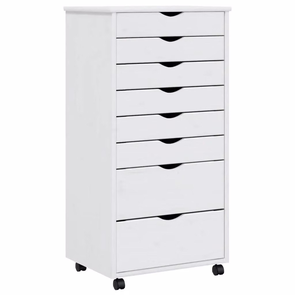 Berkfield Home MOSS Rolling Cabinet with Drawers in White Solid Pine Wood – 2