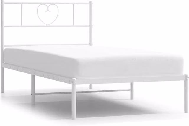 Berkfield Home Classic Metal Bed Frame with Headboard in White W/D/H: 100 x 200 cm – 1