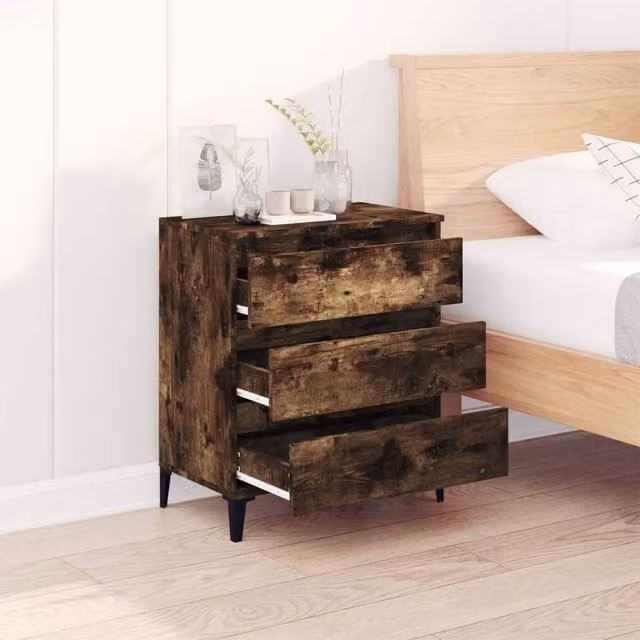 Berkfield Home Smoked Oak Sideboard in Brown, W/D/H: 60 x 35 x 70 cm