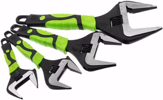 SPETLEK 12 inch Adjustable Extra Wide Jaw Wrench Spanner in Green
