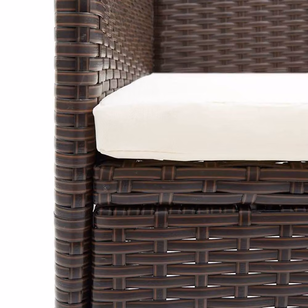 Berkfield Home Elegant 3 Piece Garden Dining Set in Brown Poly Rattan and Tempered Glass – 2