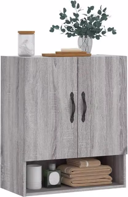 Berkfield Home Wall Mounted Cabinet in Grey Sonoma, W/D/H: 60 x 31 x 70 cm