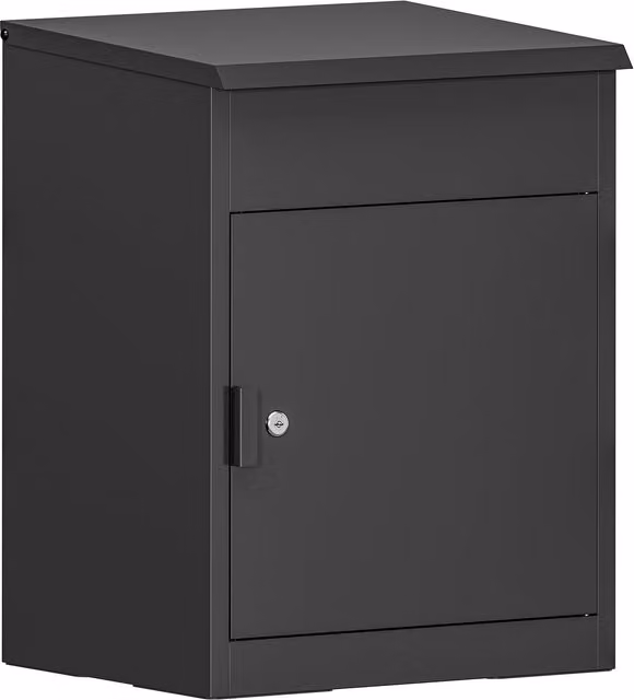 BIRCHTREE Lockable Small Outdoor Metal Parcel Drop Box in Black and Grey