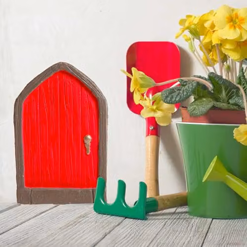 VFM e-Store Red Fairy Door and Window Miniature Set for Enchanted Gardens and Christmas Scenes – 4
