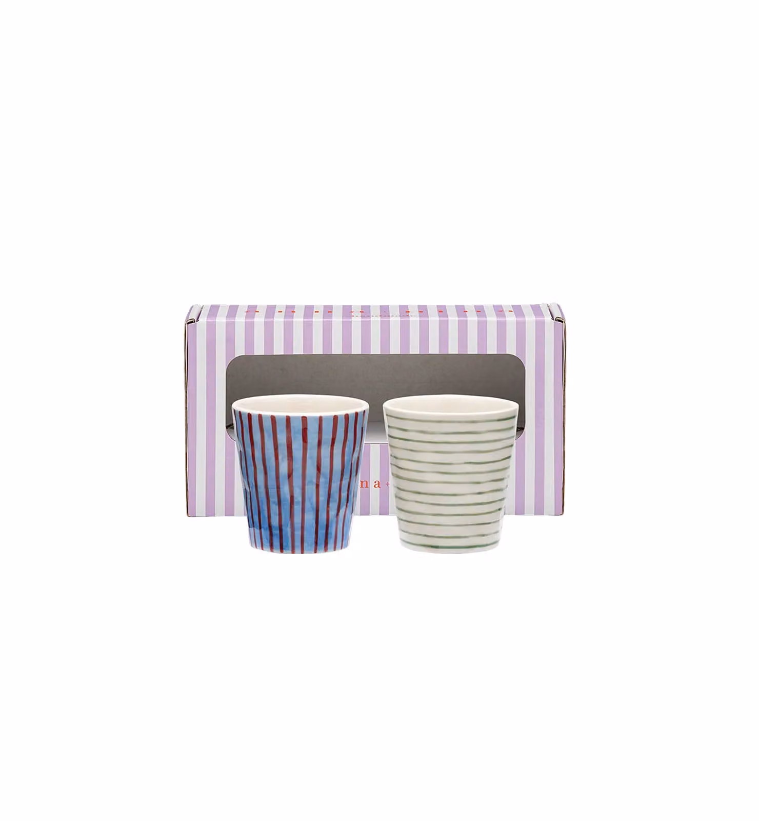 Anna + Nina Stripe Affair Multicolour Striped Stoneware Coffee Cup Set of 2