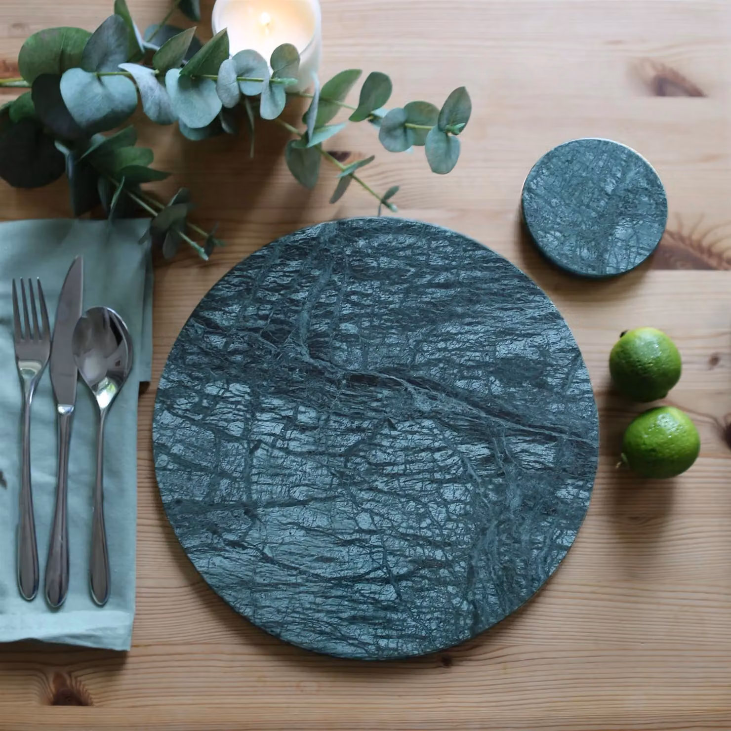 Argon Tableware Round Green Marble Chopping Board, Diameter: 30 cm – 3
