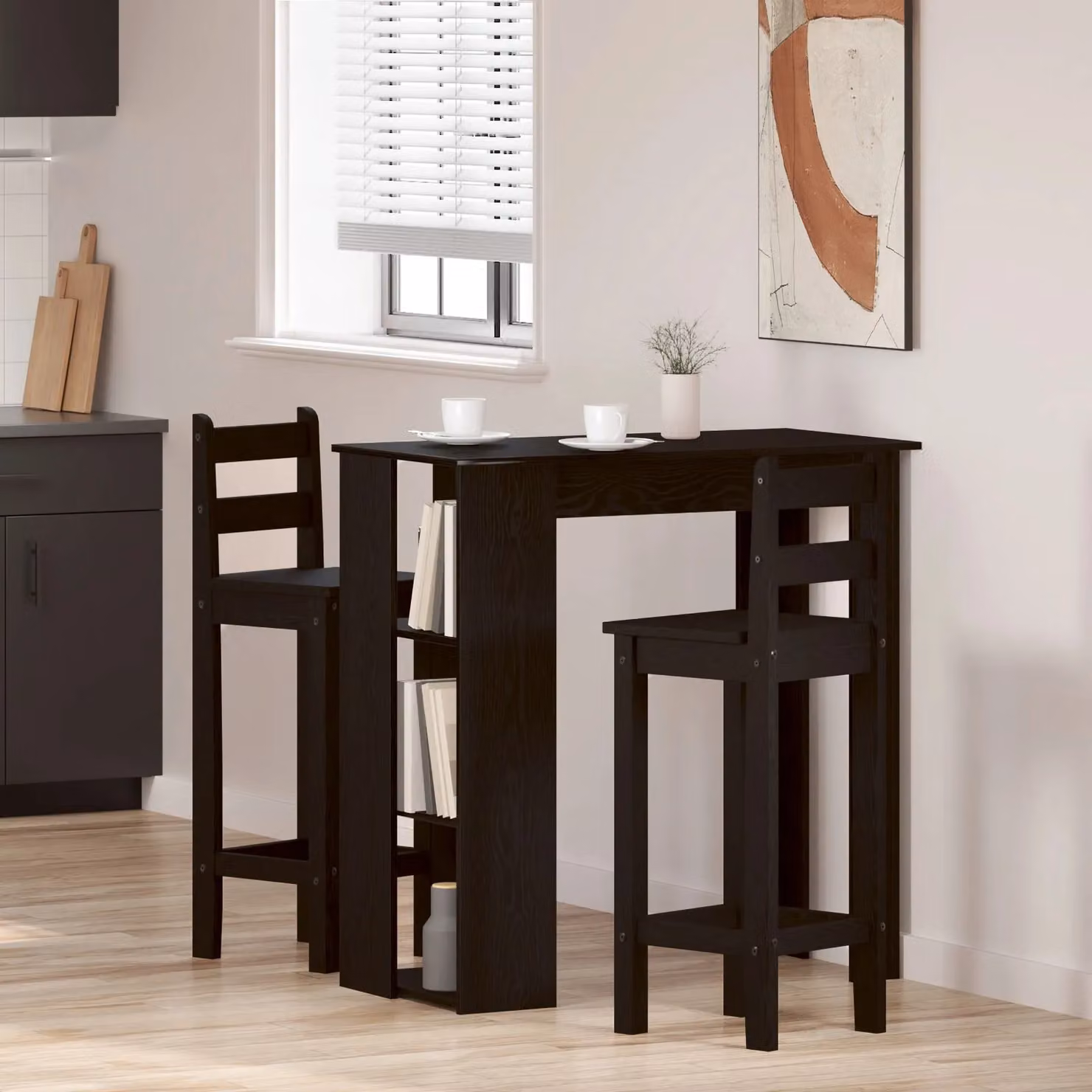 Berkfield Home Bar Table with Shelf, Black Oak, W/D/H: 102 x 50 x 103.5 cm – 4