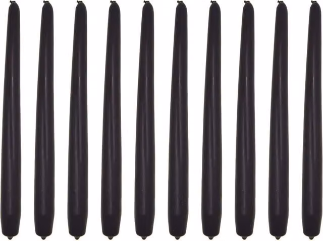 SolaDirect Unscented Tapered Dinner Candles, Pack of 10, Black Matt Finish, 24 cm