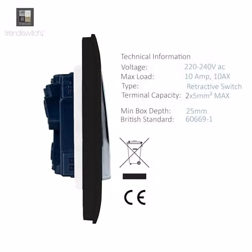 Trendi Modern Auto Retractive Doorbell Switch in Black and Silver – 4