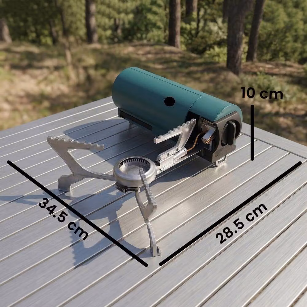 OUTSUNNY Green Gas Camping Stove with Safety Shut-Off and Piezo Ignition – 3