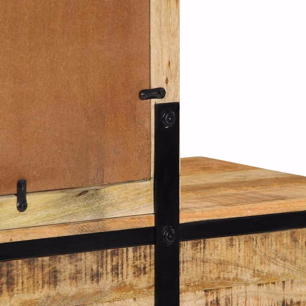 Berkfield Home Extendable Solid Mango Wood Dressing Table in Brown and Black, W: 100 cm, D: 40 cm, H: 75-120 cm – 2