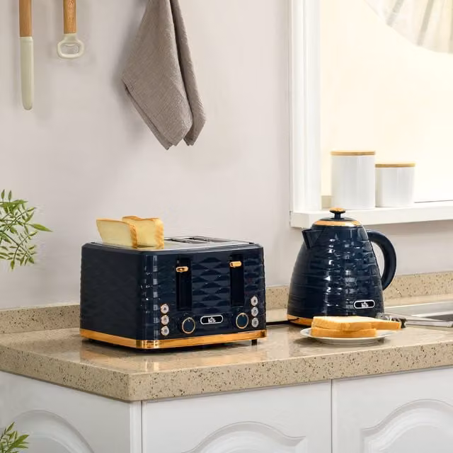 HOMCOM Kettle and Toaster Set in Blue – 1