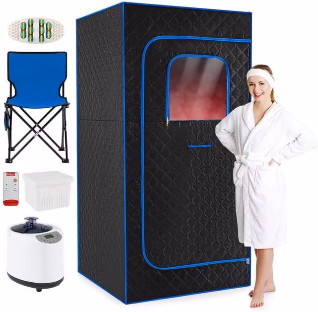 Costway Portable Steam Sauna Box Extra-Large Tent with Remote Control, Blue