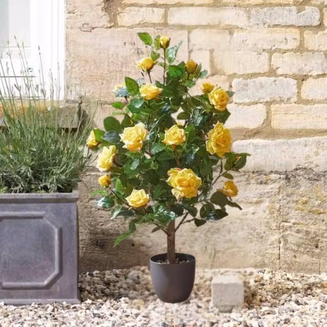 Marco Paul 80cm Artificial Yellow Rose Plant – 1