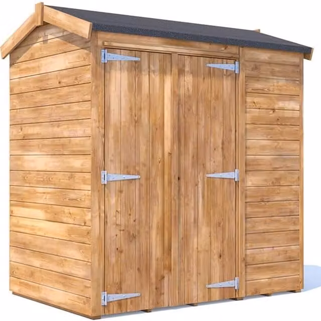 Dunster House Rustic Wooden Apex Roof Shed in Brown, 6x4ft