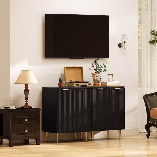 HOMCOM Modern Black Sideboard Buffet Cabinet for Kitchen Storage, W/D/H: 80 x 40 x 60 cm – 7