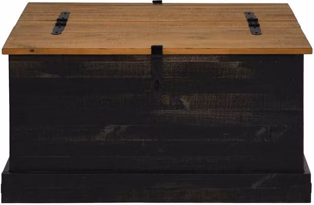 Berkfield Home HALDEN Storage Chest in Black Solid Pine Wood W/D/H: 91 x 91 x 47 cm