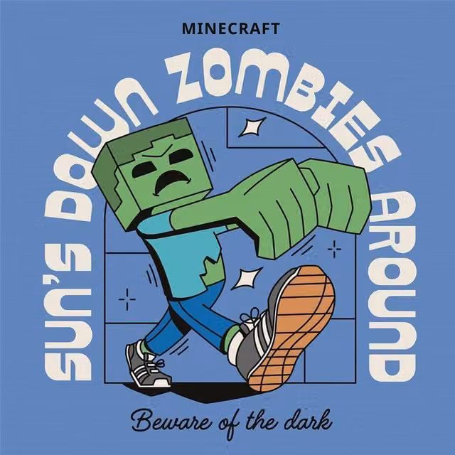 Minecraft Zombie Canvas Print in Blue