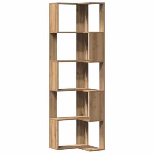 vidaXL 5-Tier Corner Bookcase in Brown Artisan Oak, W/D/H: 50 x 50 x 179 cm