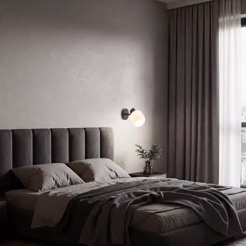 Happy Homewares Modern Adjustable Matte Black Wall Light with White Ribbed Glass Shade – 3