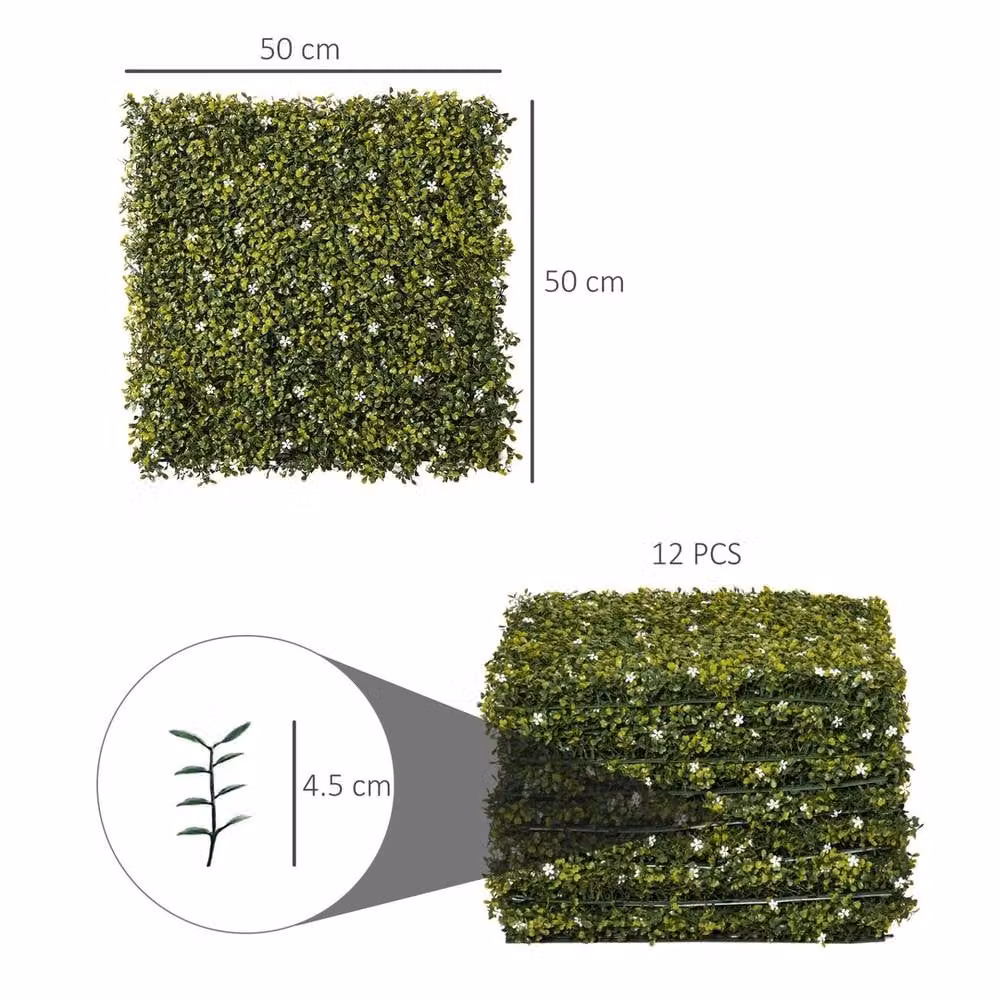 EONLION 12-Piece Green Artificial Grass Wall Panels, W/D/H: 50 x 50 x 12 cm – 2