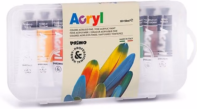10 x 18ml Yellow Acrylic Tubes for Hobby and Professional Use
