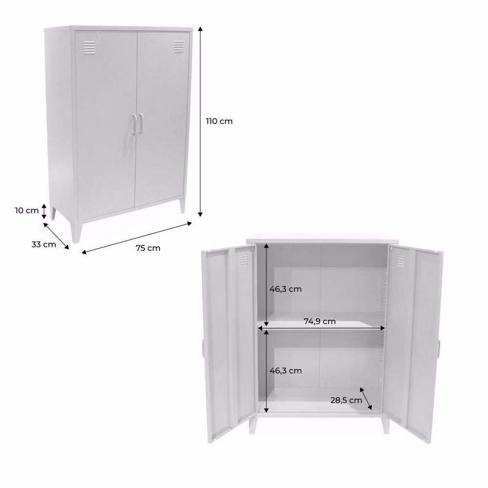 sweeek Industrial Metal Sideboard Cabinet with 2 Storage Compartments, Black – 3