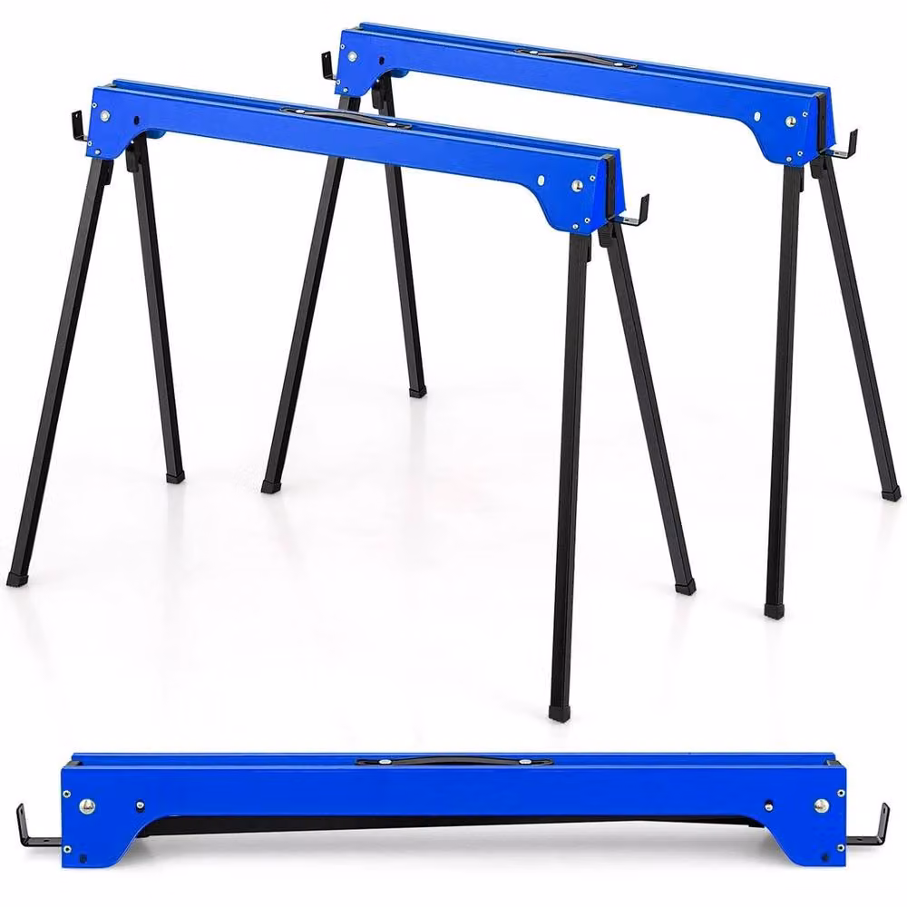Havendro Blue Metal Compact Foldable Sawhorses, 2-Piece Set – 2
