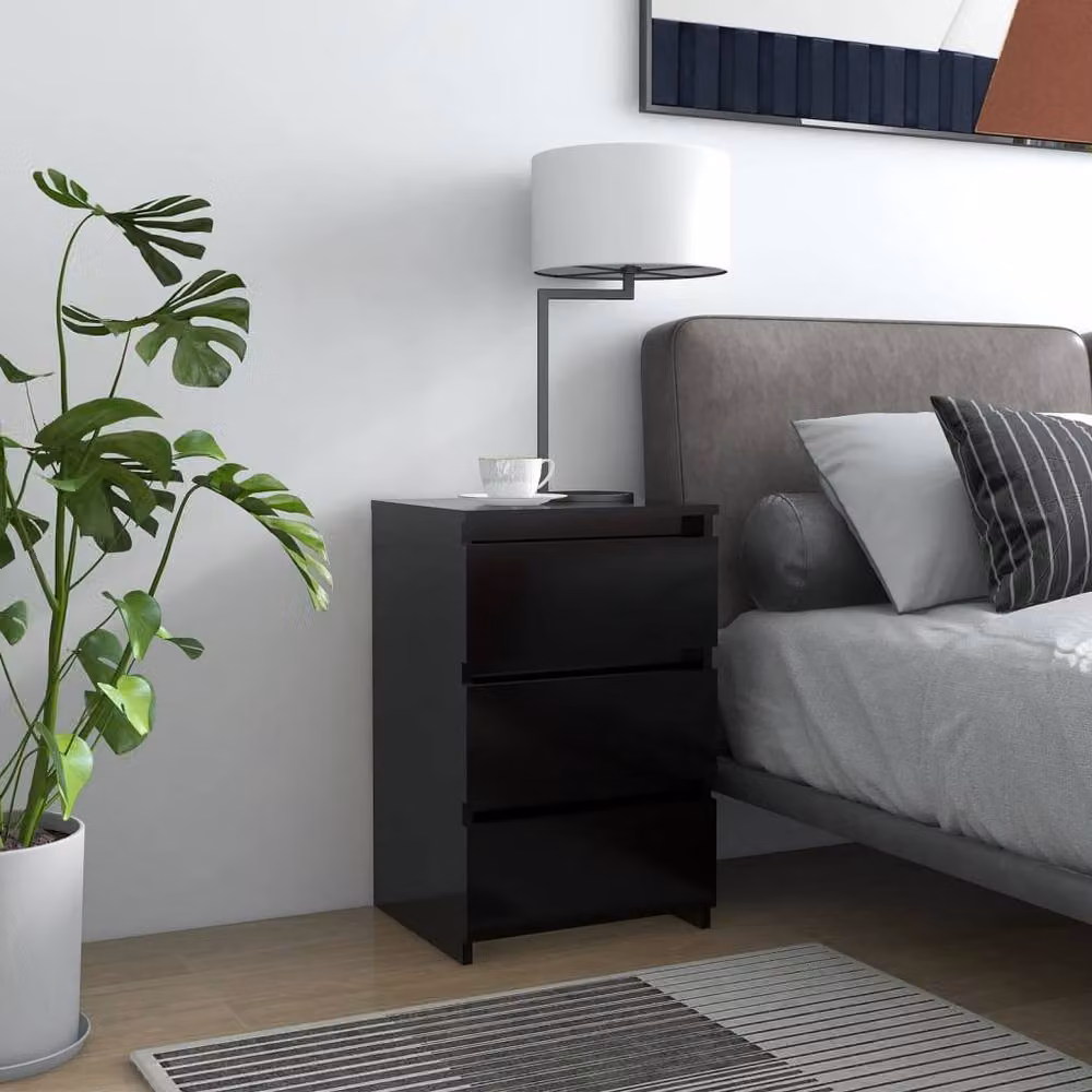 Berkfield Home Black Bed Cabinet in MDF, W/D/H: 40 x 35 x 62.5 cm – 2