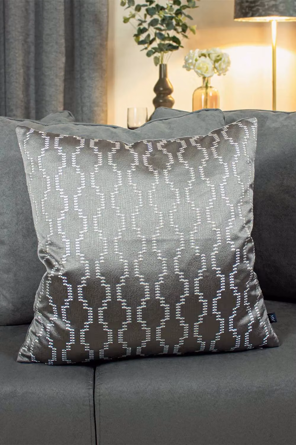 Ashley Wilde Nash Grey Graphic Square Cushion, W/D/H: 50 x 50 x 50 cm – 3