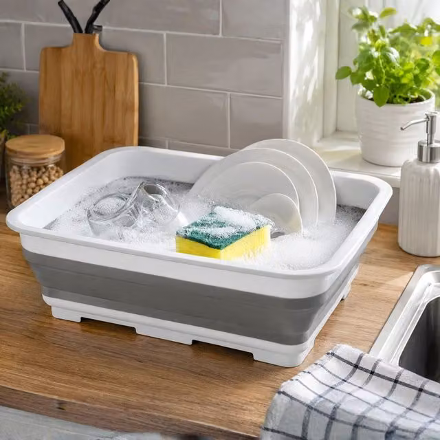 Marco Paul Collapsible Rectangular Washing Up Bowl in White – 1