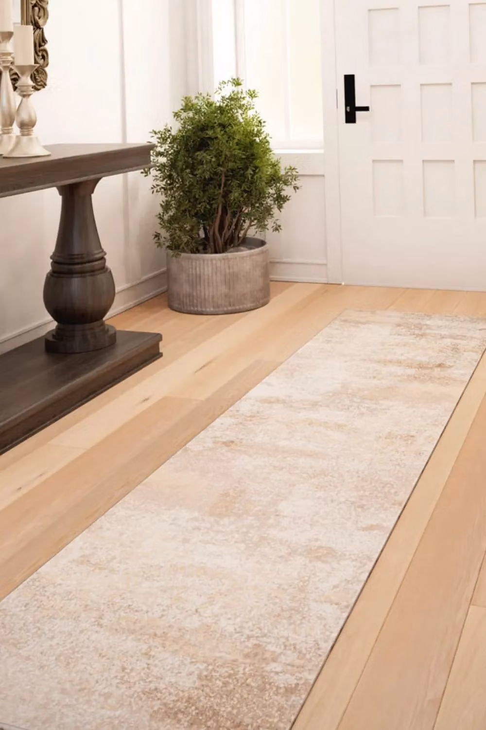 Loomed Beige Abstract Modern Machine Woven Area Rug Runner, W: 80 cm, L: 150 cm – 1