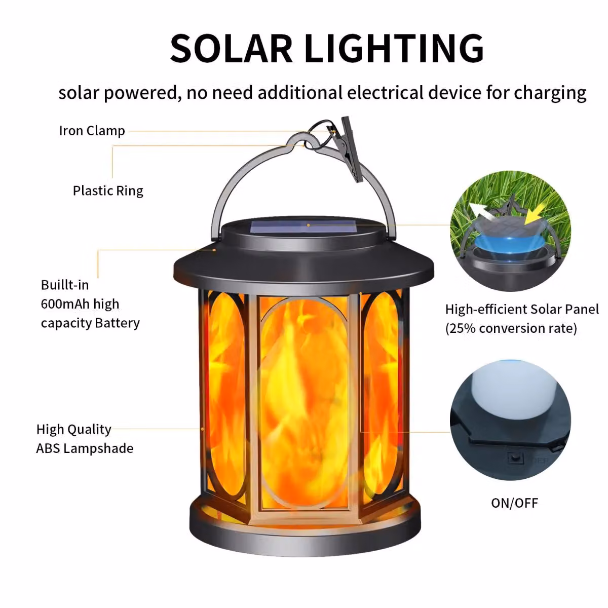 Leaper Solar-Powered Outdoor Garden Flame Landscape Light, Black Metal, Pack of 1 – 3