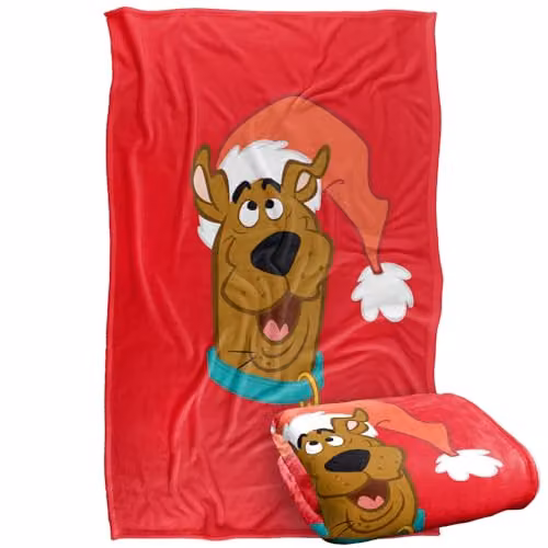 LOGOVISION Scooby Doo Santa Hat Super Soft Fleece Throw Blanket, Multicolour, W: 91.44 cm, L: 147 cm