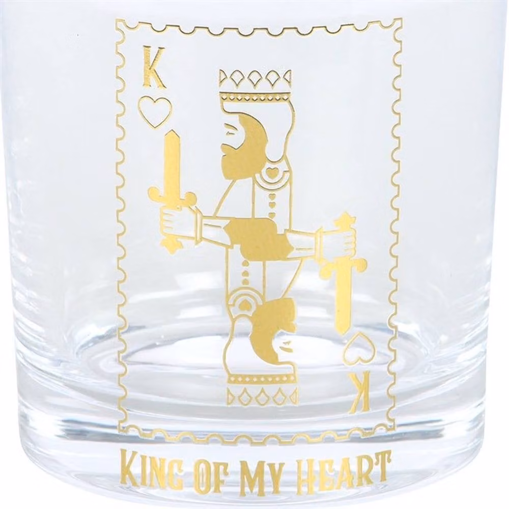 Uniqueful King of My Heart Tumbler Drinking Glass, Transparent and Gold, 300ml – 2