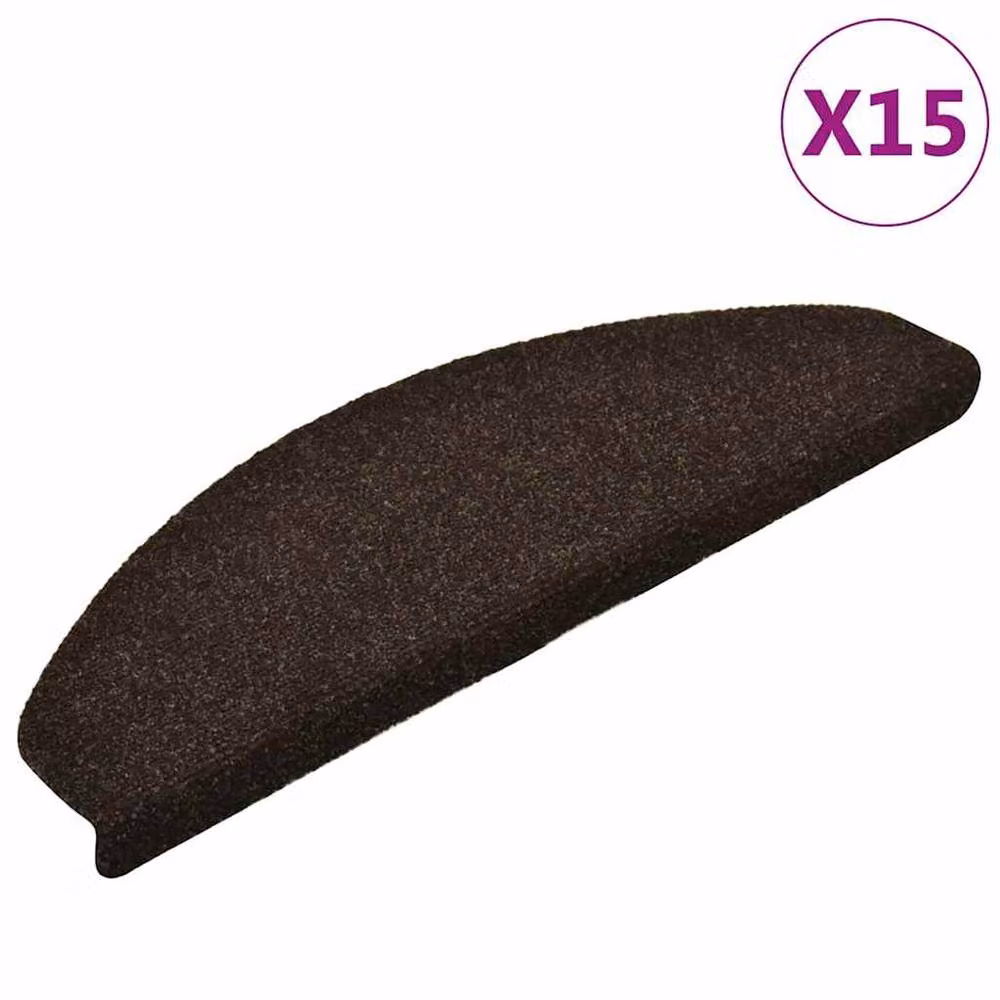 Berkfield Home Self-adhesive Non-slip Stair Mats, 15 Pieces, Dark Brown, W: 65 cm, D: 21 cm, H: 4 cm – 3