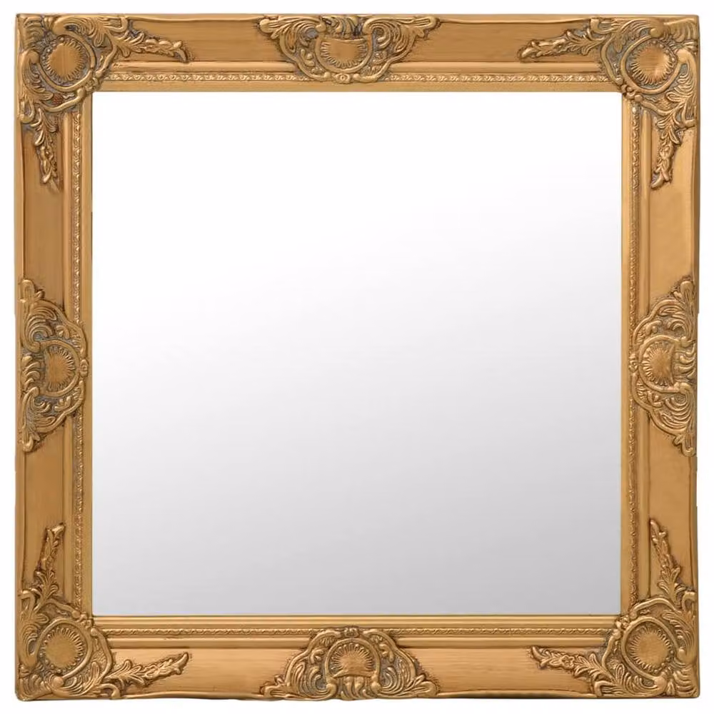 Berkfield Home Baroque Style Square Wall Mirror in Gold, W: 60 cm, H: 60 cm – 1
