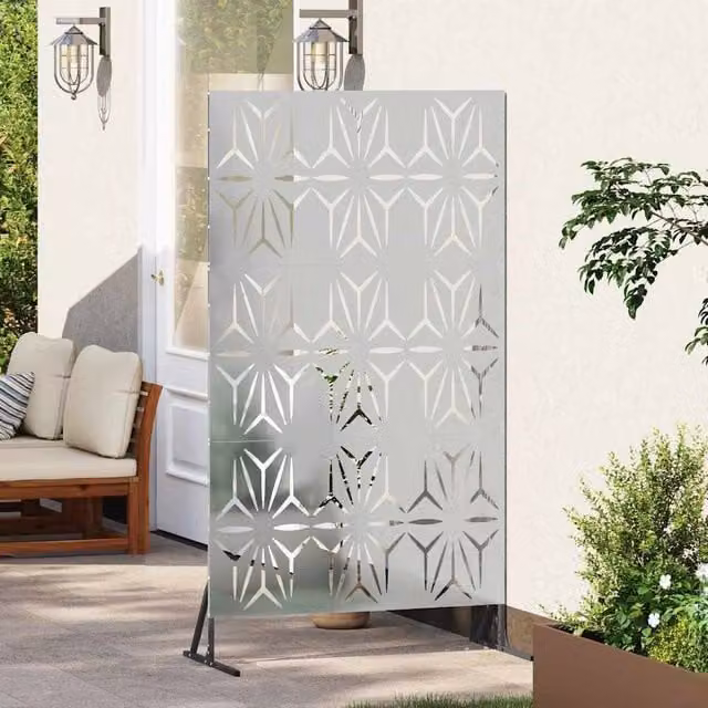 Berkfield Home Silver Galvanised Steel Rectangular Privacy Screen W: 100 cm, D: 50 cm, H: 180 cm – 1