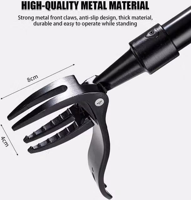 FLAVORA Long Handled Steel Claw Weed Puller Tool in Black