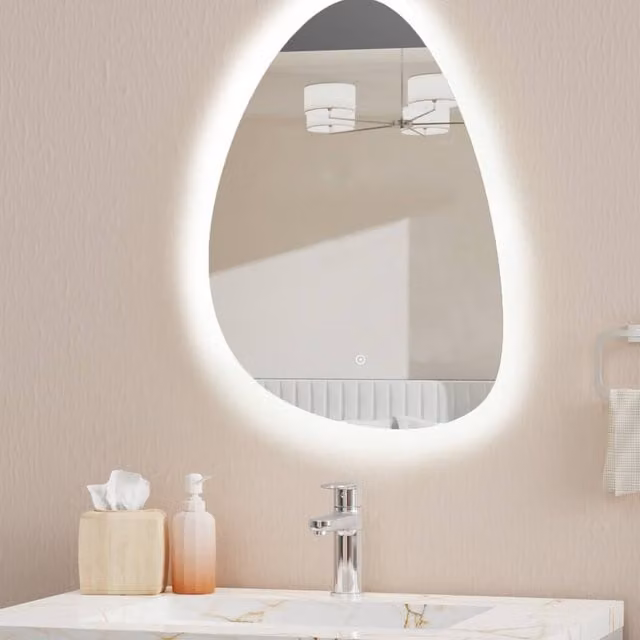 Bathroom Kingdom Sophie Illuminated LED Rectangular Mirror in Silver, W: 70 cm, H: 50 cm