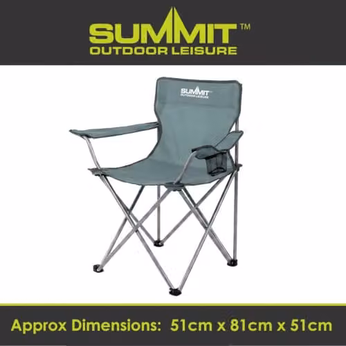 VFM e-Store Folding Camping Chair with Cup Holder and Carry Bag, Grey, H 81 cm x W 51 cm – 2