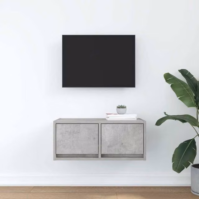 Berkfield Home TV Cabinet in Concrete Grey, W/D/H: 60 x 31 x 25.5 cm