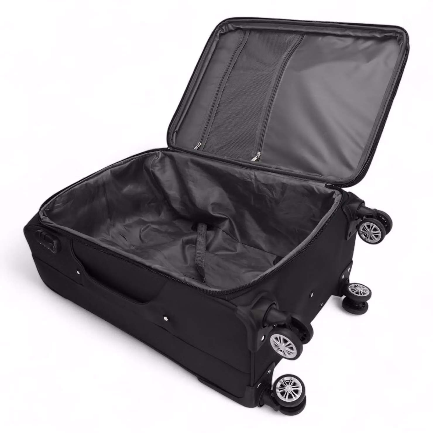 Infinity Leather Expandable Soft Shell Suitcase and Carry On Cabin Bag Set, Black – 7