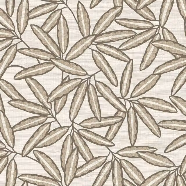 Belgravia Botanical Leaf Textured Vinyl Wallpaper in Beige