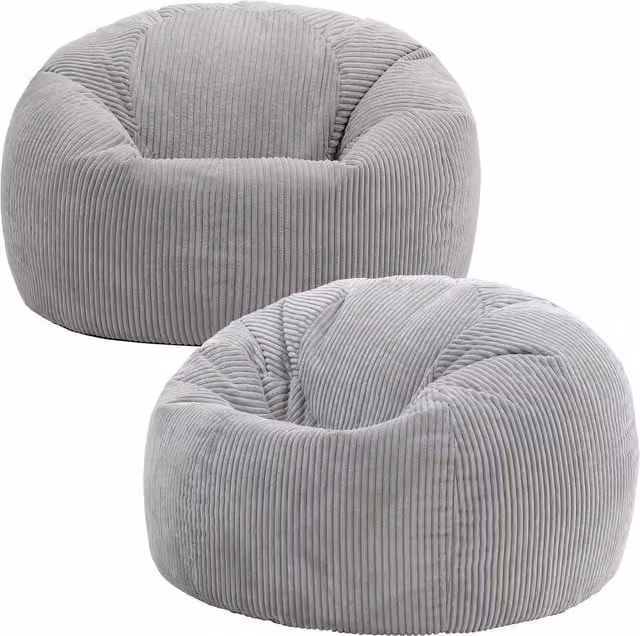 icon Kingston Classic Corduroy Beanbag 2 Pack in Light Grey