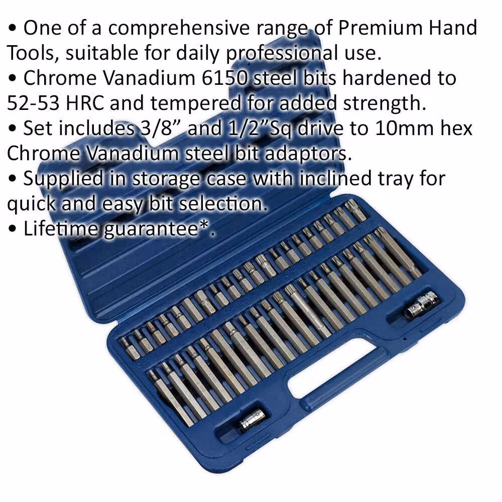 Loops 42pc Multicolour TRX-Star, Hex and Spline Screwdriver Bit Set in Chrome Vanadium Steel with 3/8" and 1/2" Square Drive – 2
