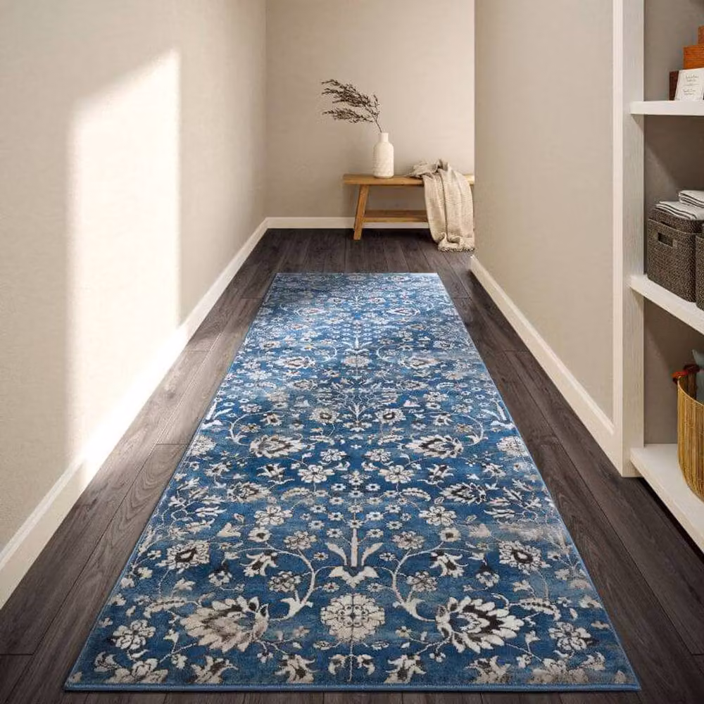 Villeroy & Boch 1869 Ernest Vintage Floral Short Pile Rug in Blue, W: 200 cm, D: 280 cm – 3