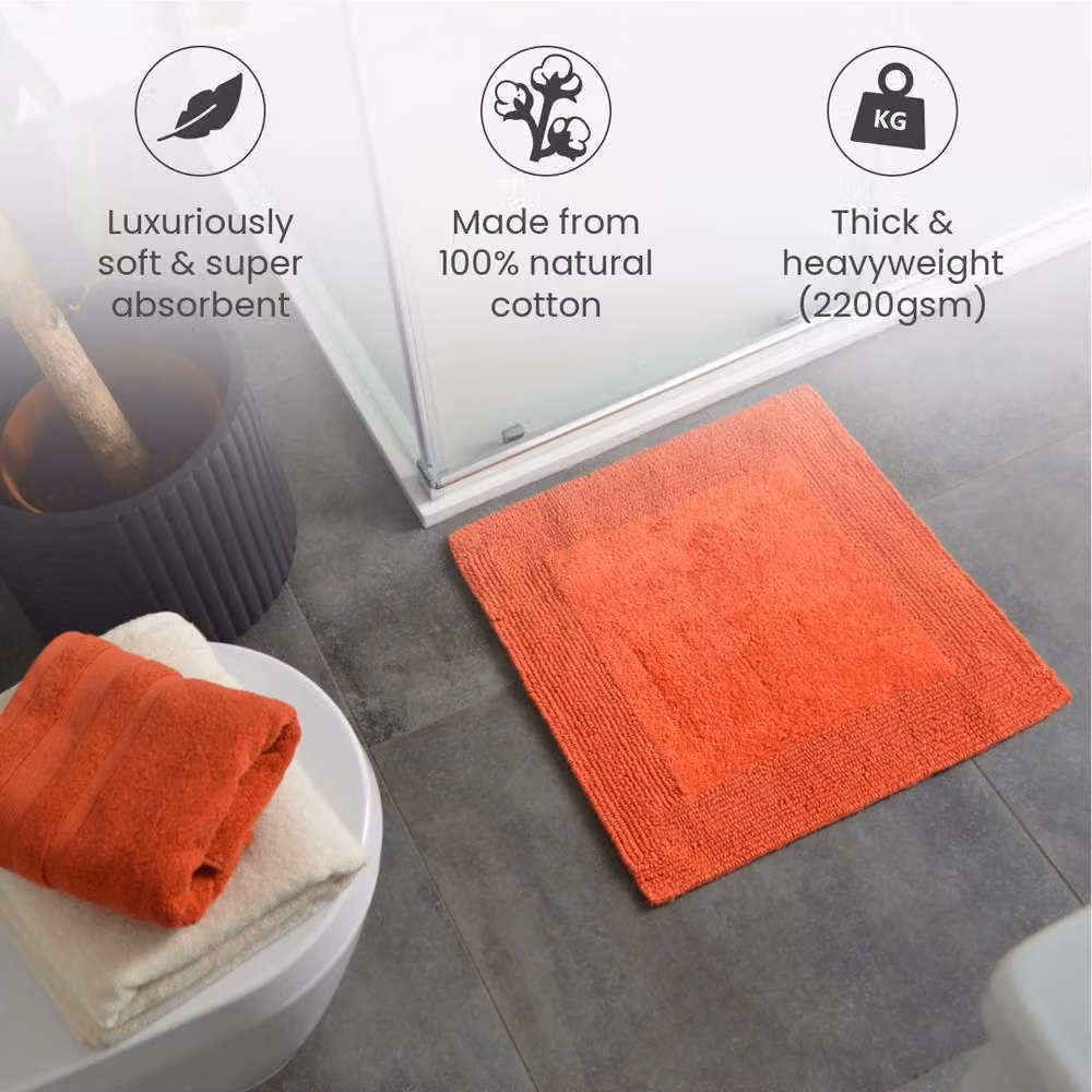 Allure Bath Fashions Reversible Heavyweight Cotton Square Shower Mat in Terracotta, W/D/H: 55 x 55 x 0.25 cm – 3