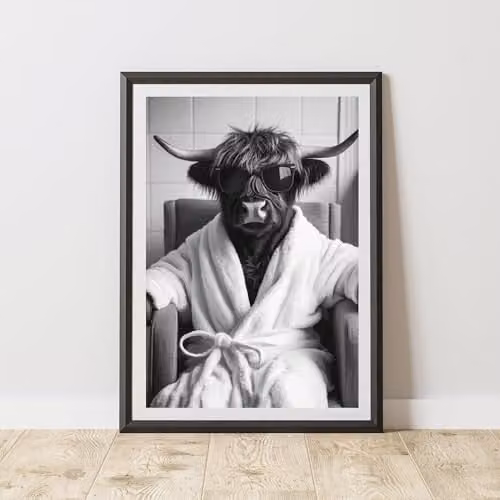 60 Second Makeover Highland Cow Animal Print Paper Poster, W/H: 21.0 x 29.7 cm